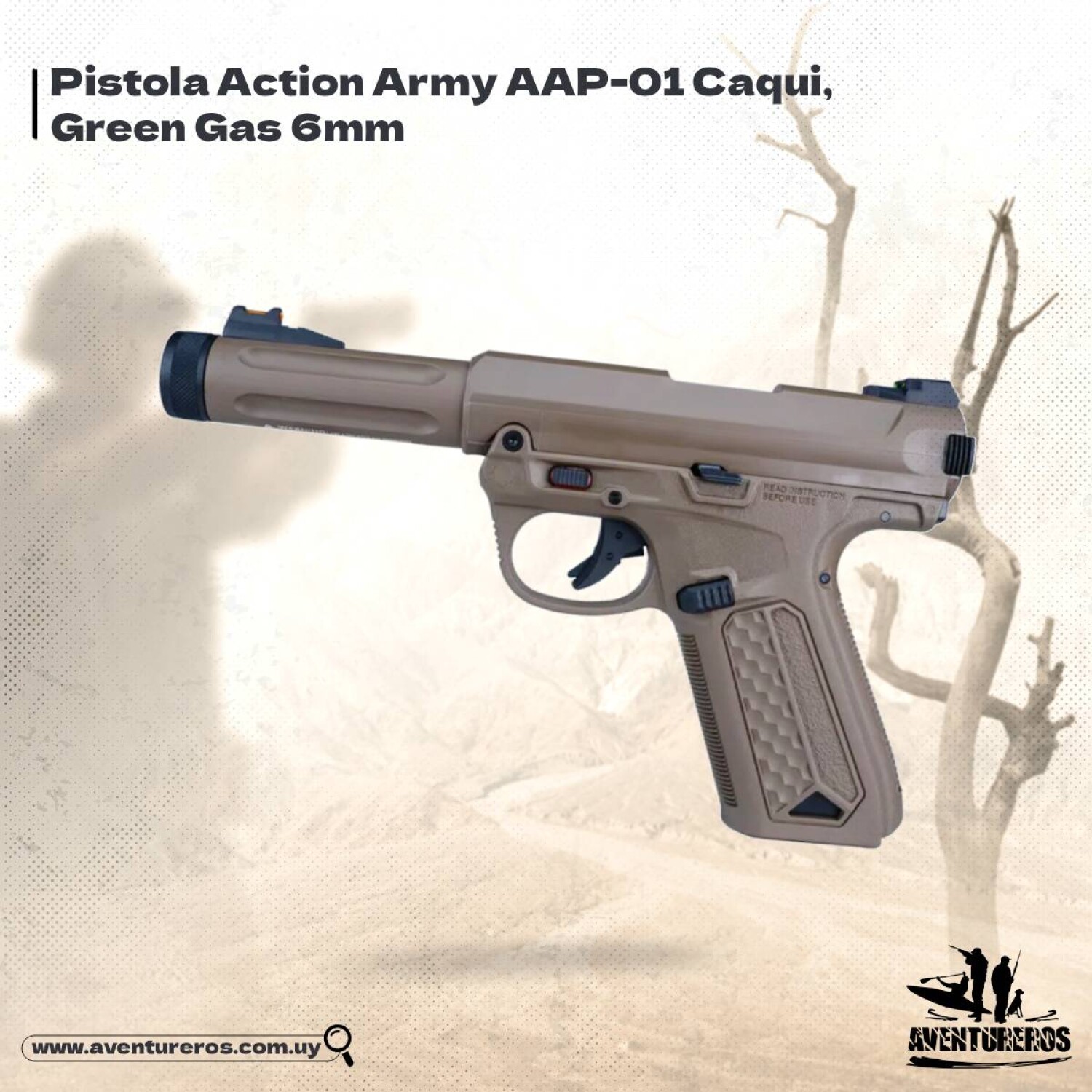 Pistola Action Army AAP-01 Caqui, Green Gas 6mm — Aventureros