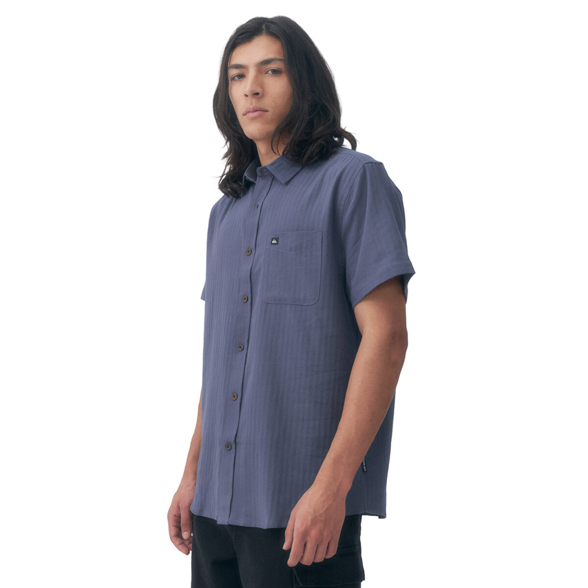 Quiksilver Camisa Lisa de Algodón Hombre - Azul 