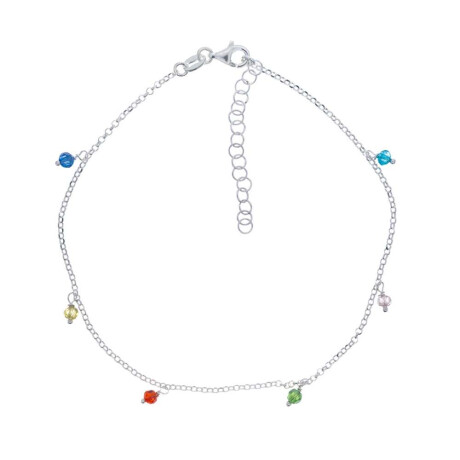 Tobillera De Plata 925 Con Cuentas