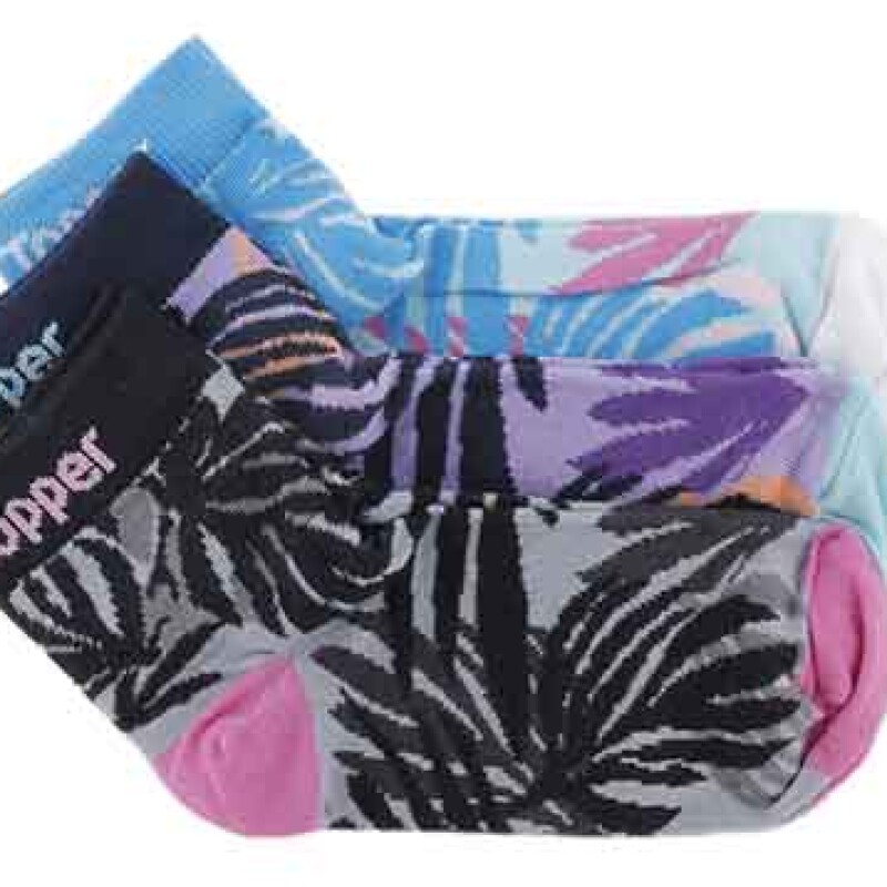 Medias Infantiles Topper x3 Caña Baja Turquesa - Gris - Lila