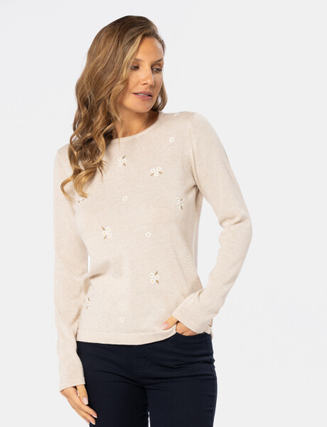 BUZO TEJIDO BORDADO Beige