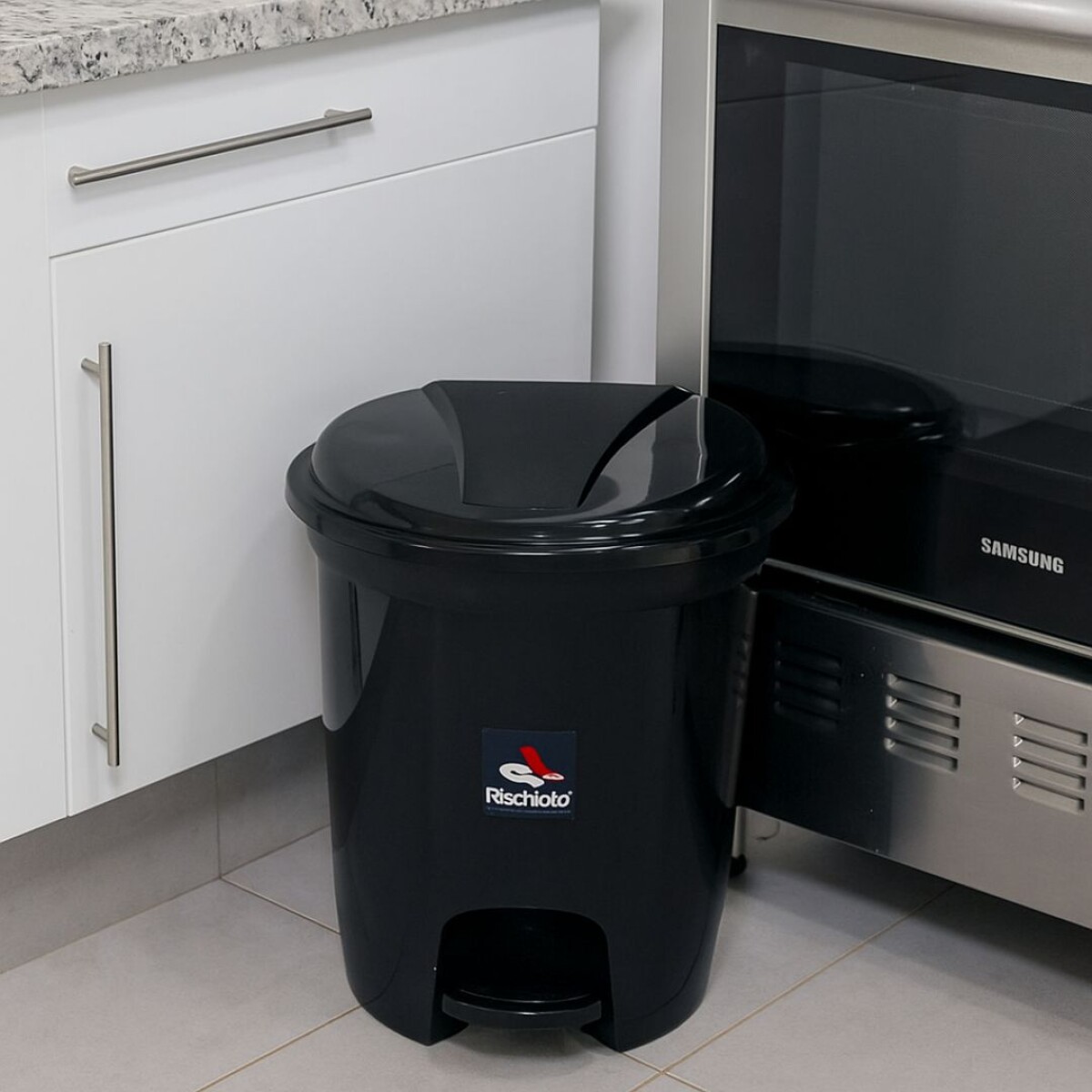 PAPELERA TACHO BASURA REDONDA 12 LITROS NEGRO 