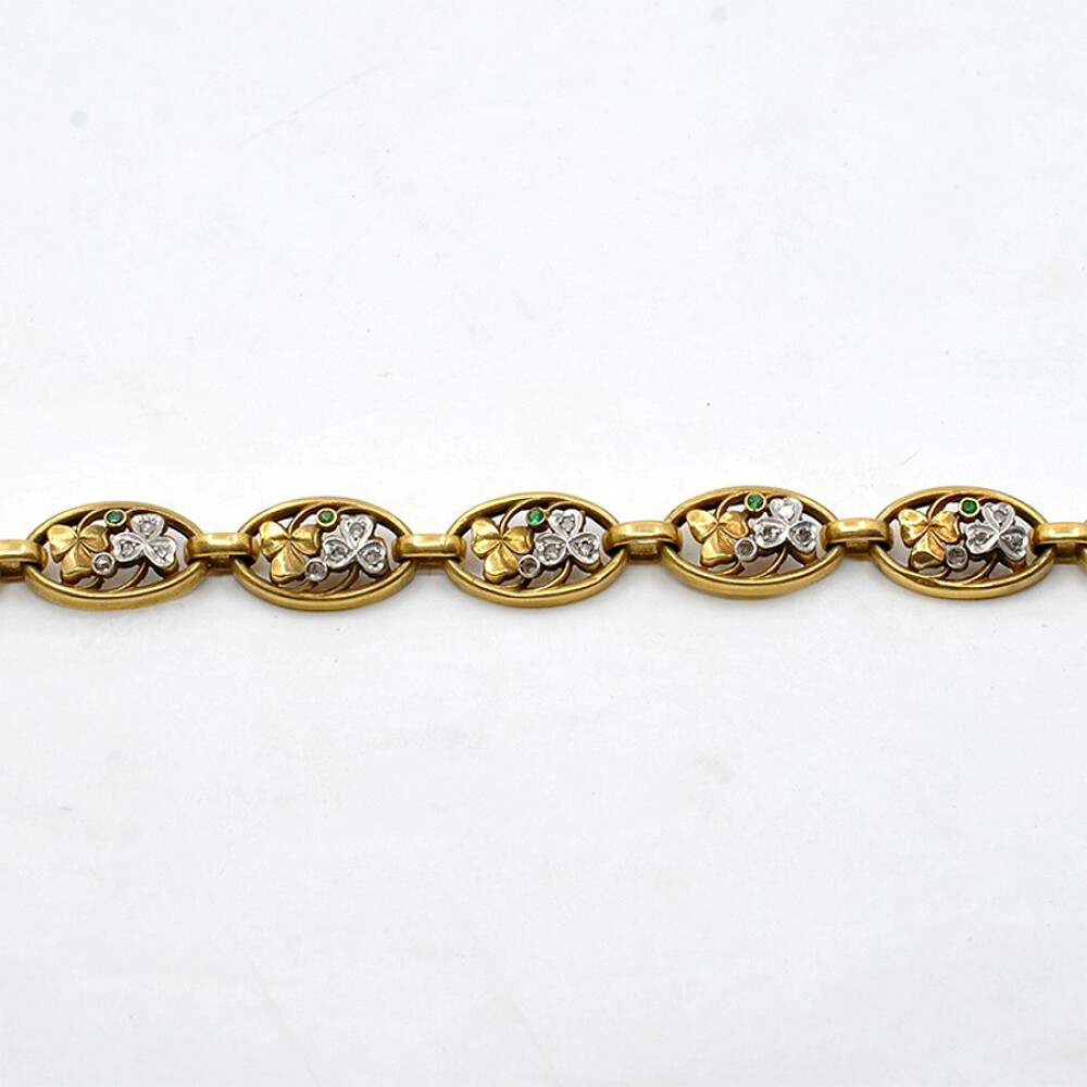 Pulsera Oro 18K Con Diamantes Y Esmeraldas Pulsera Oro 18K Con Diamantes Y Esmeraldas