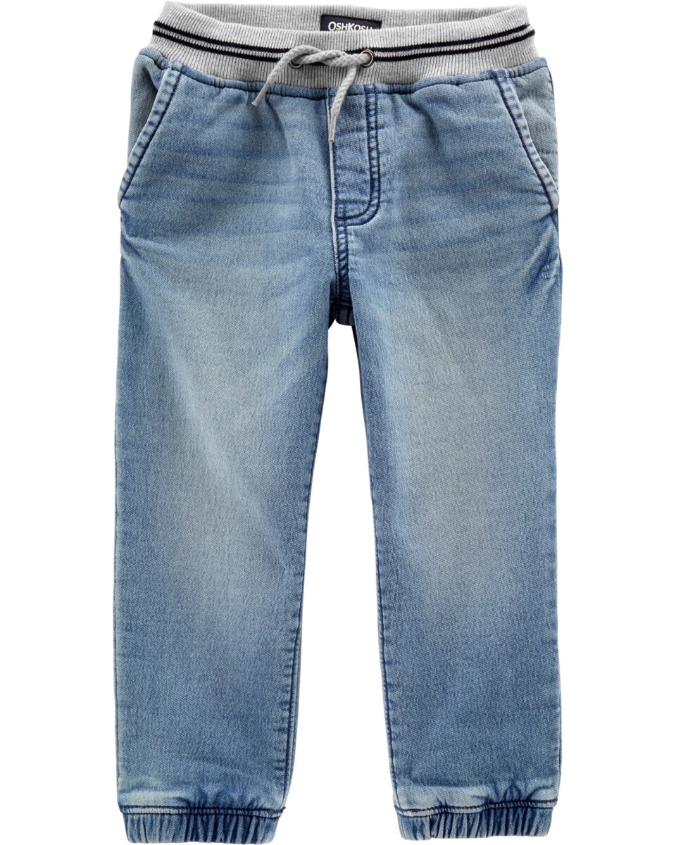 Pantalón de jean con puño de algodón y cordón 