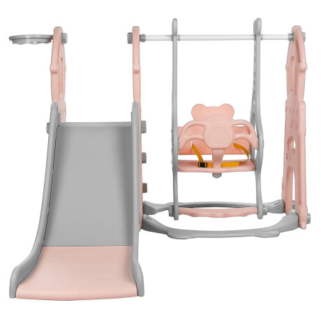Set Infantil Tobogán 3 En 1 C/ Hamaca Y Aro De Basket Rosa