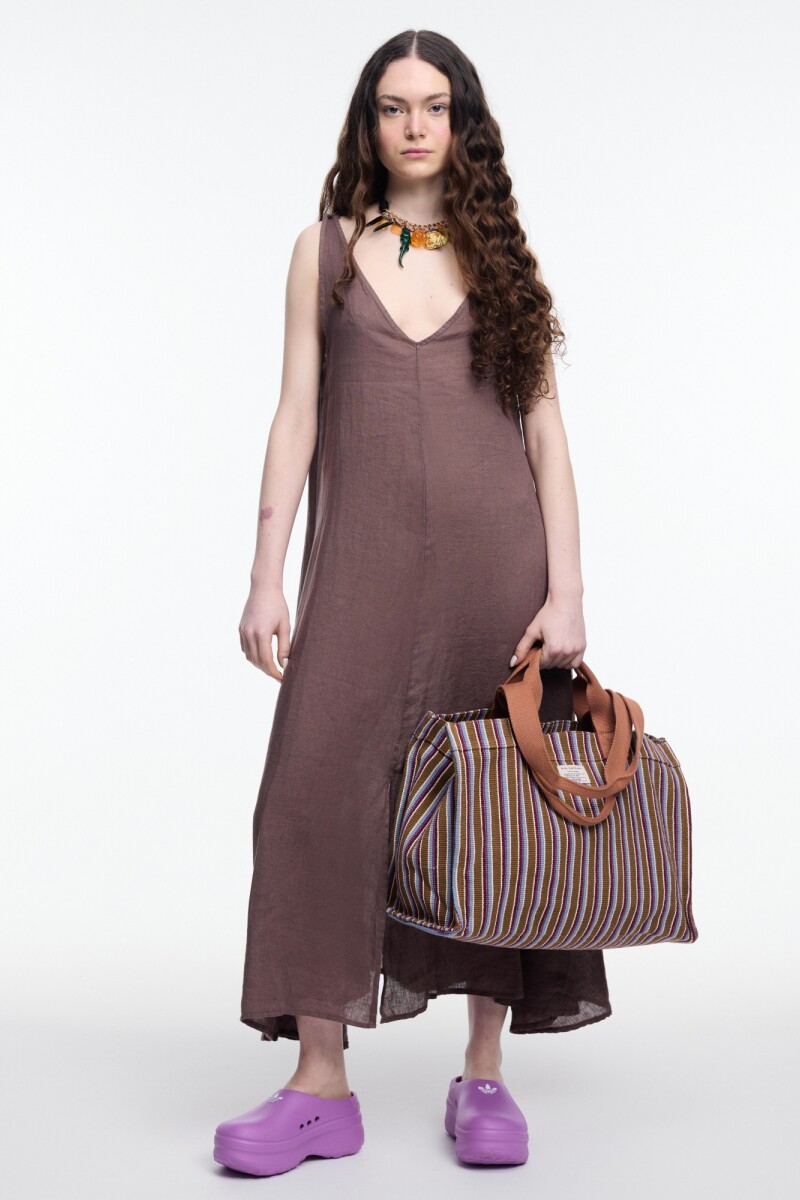 VESTIDO ESCOTE V Marron