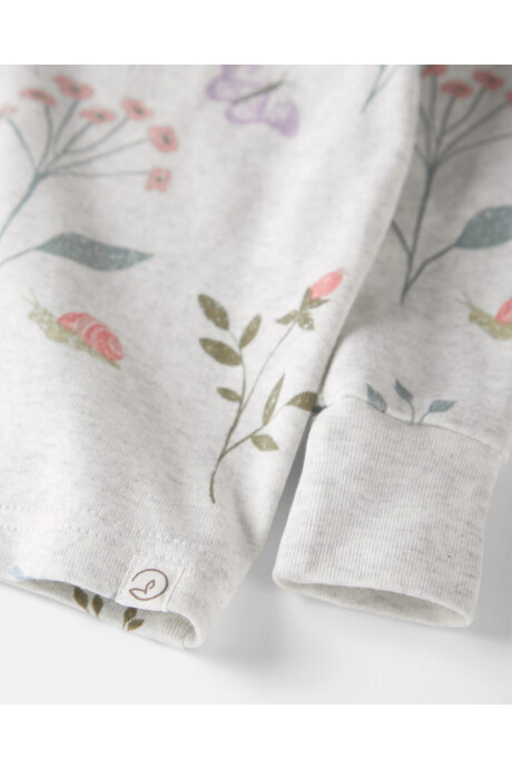 Pijama dos piezas de algodón orgánico, remera y pantalón, diseño jardín Sin color