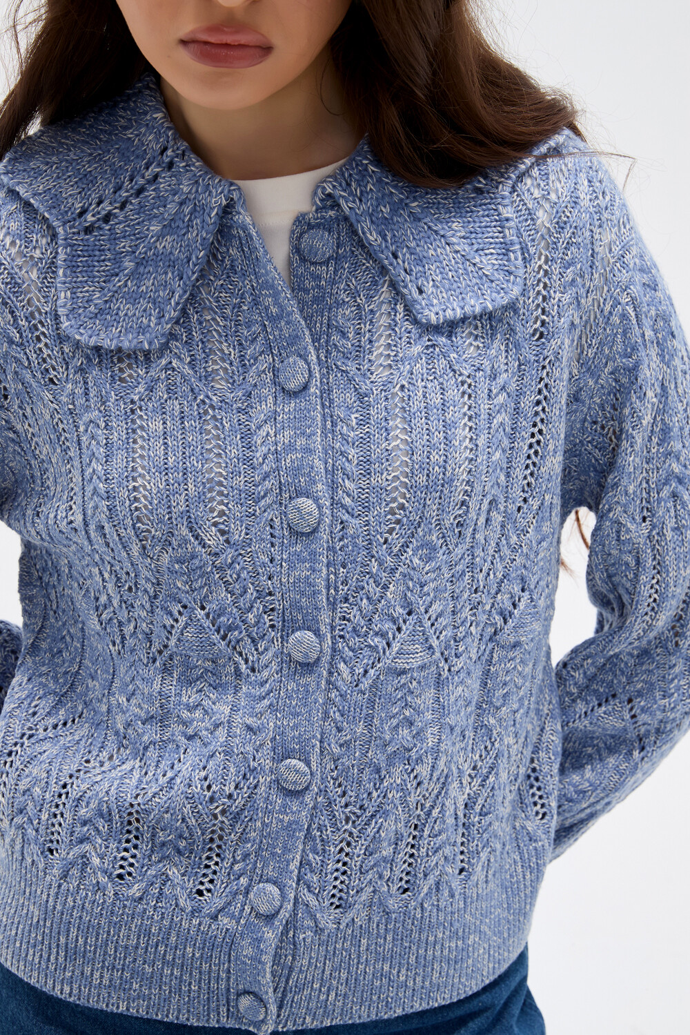 Cardigan Nerua Celeste Grisaceo