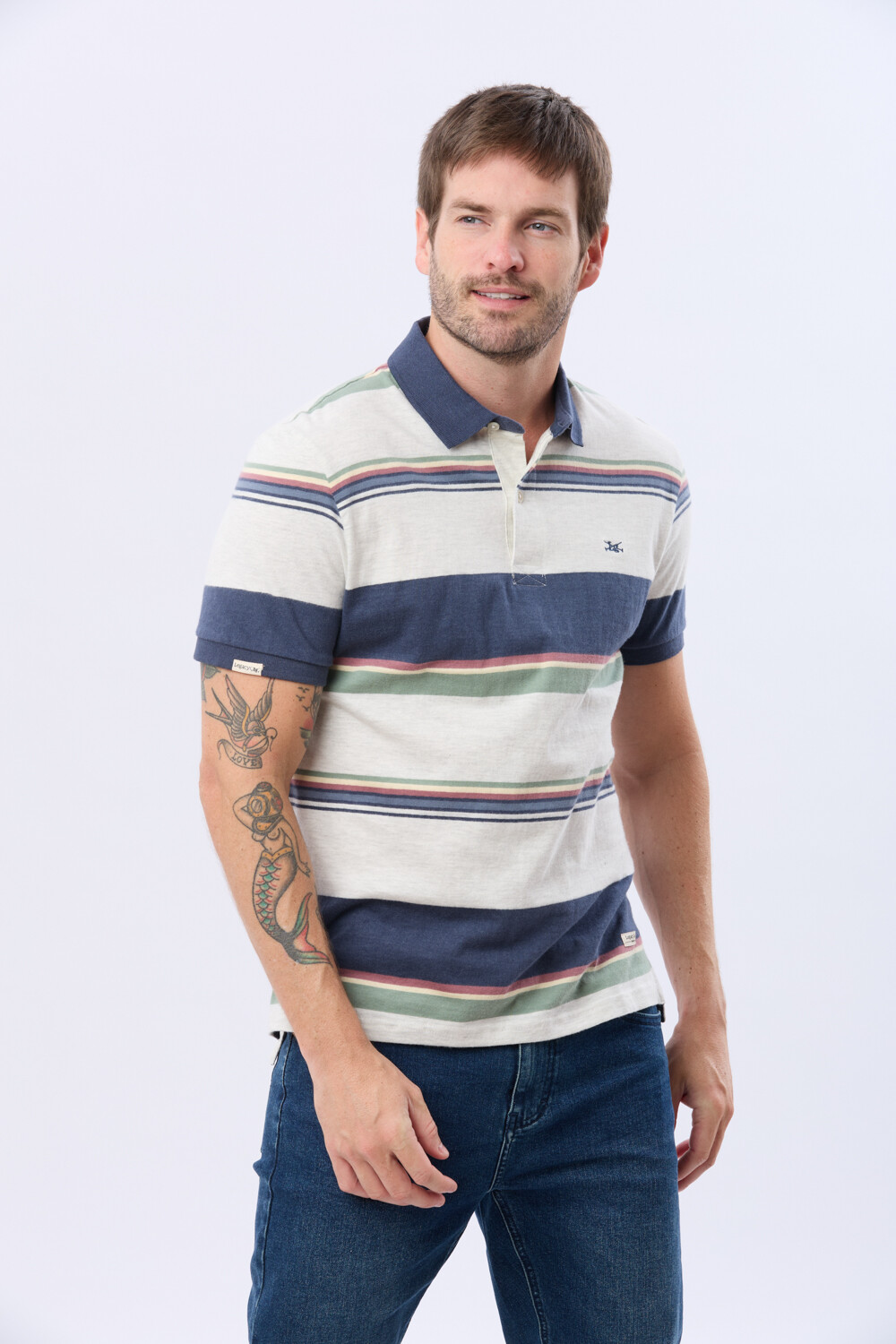 REMERA POLO RAYADA Gris