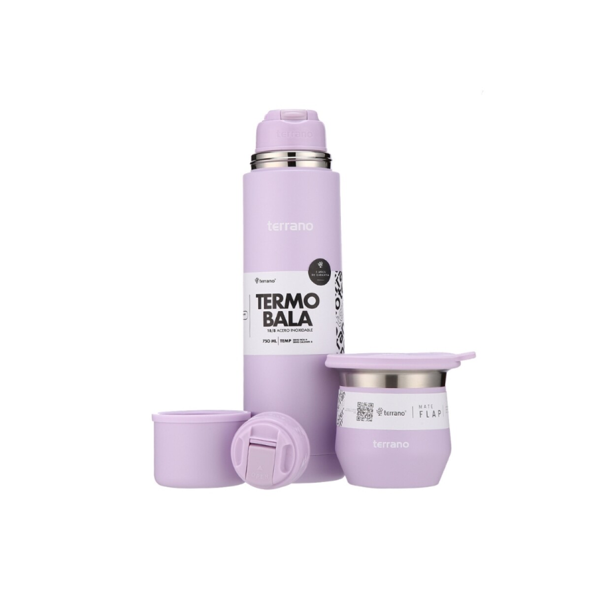 kit termo 750ml bala + mate flap lila 