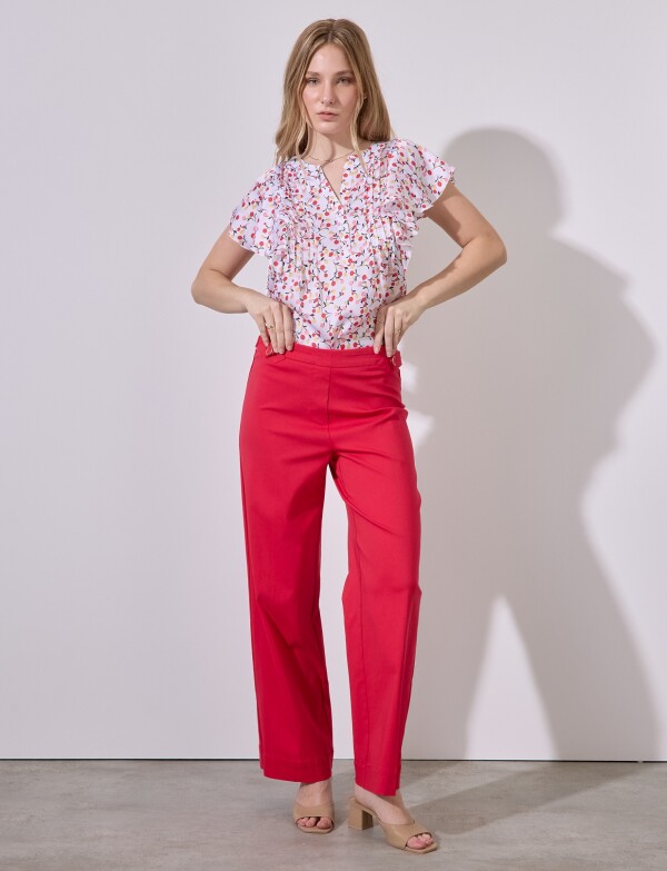 Pantalon Hebilla & Boton ROJO