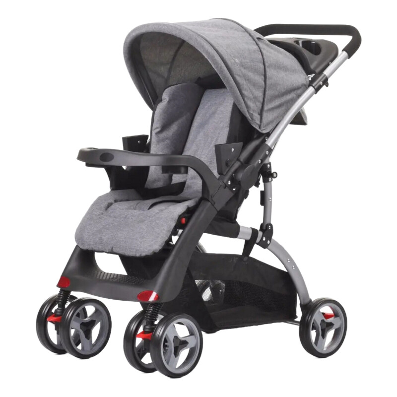 Coche Carriola Para Paseo De Bebe Plegable 3 Posiciones Gris Claro