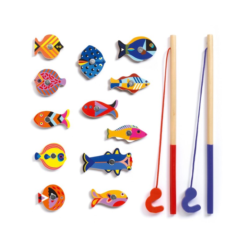 Juego de pesca magnética de madera Djeco +24m Juego De Pesca Magnética De Madera Djeco +24m