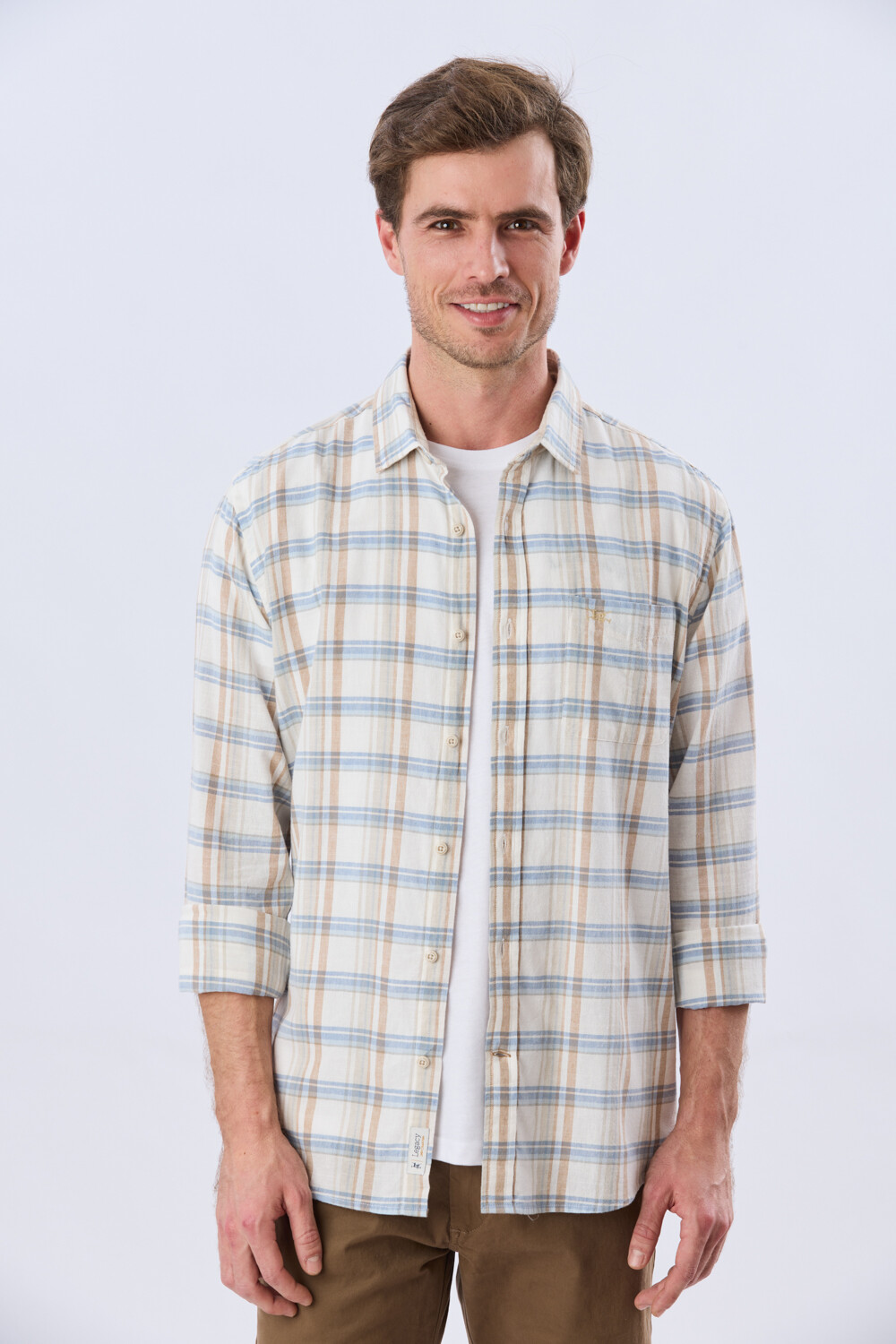 CAMISA CUADROS DE LINO Verde