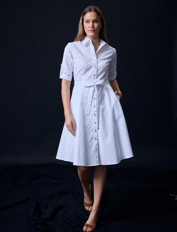 Vestido Camisero Lazo BLANCO