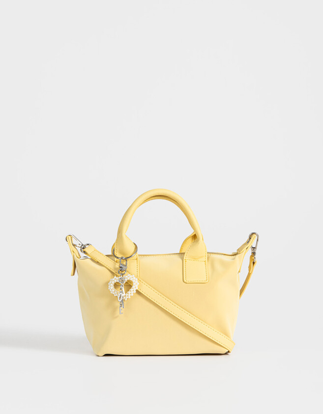 City Clasico Cartera City Con Charm De Perlas - Amarillo Claro