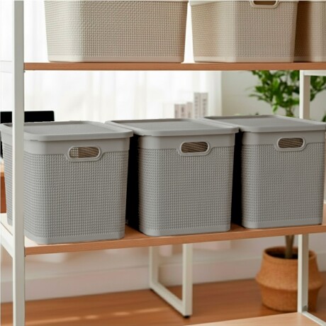 Set x3 Caja simil ratán 40 lts CAPPUCCINO