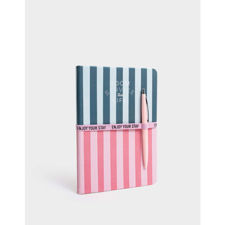 Set De Librería Con Cuaderno A5 De Pu Con Elástico Con Lapicera Combinacion Multicolor