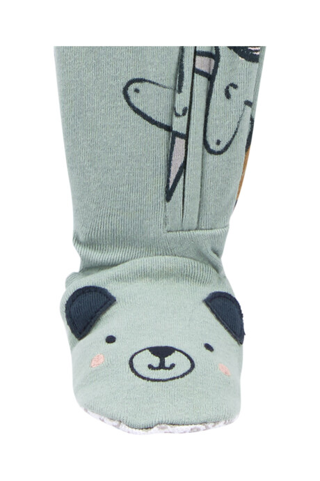 Pijama una pieza de algodón con pie, diseño animales Sin color