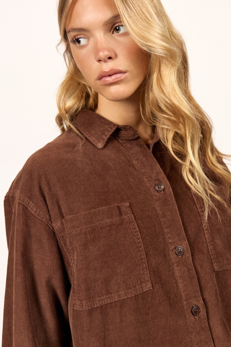 CAMISA STOCKED SHACKET H-marron