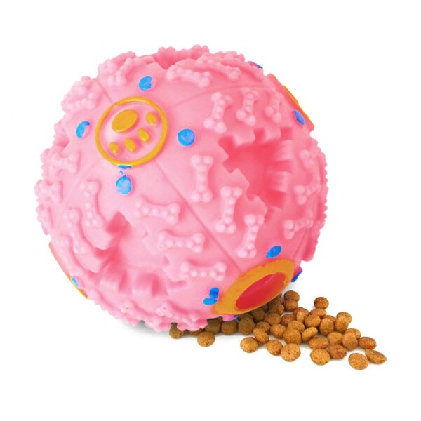 Pelota Perro Dispensadora Alimento Con Sonido Juguete Maciza Color Variante Rosa