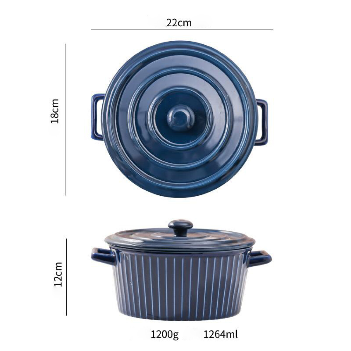 Cazuelas Cerámica No Apta Para Hornos Altura 12cm x Ancho 18cm x Ø 22cm 1264ML 