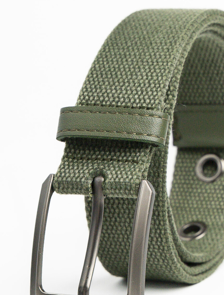 Cinturón de Lona Canvas Hebilla Metal 120 cm Verde Militar