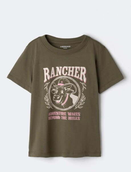 CAMISETA BÁSICA INFANTIL CON ESTAMPA VERDE