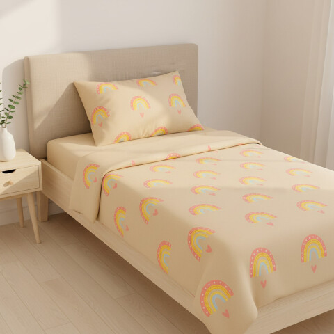 Juego De Sabanas 1 Plaza Toque Algodón Sommier Infantil - Arcoiris Juego De Sabanas 1 Plaza Toque Algodón Sommier Infantil - Arcoiris