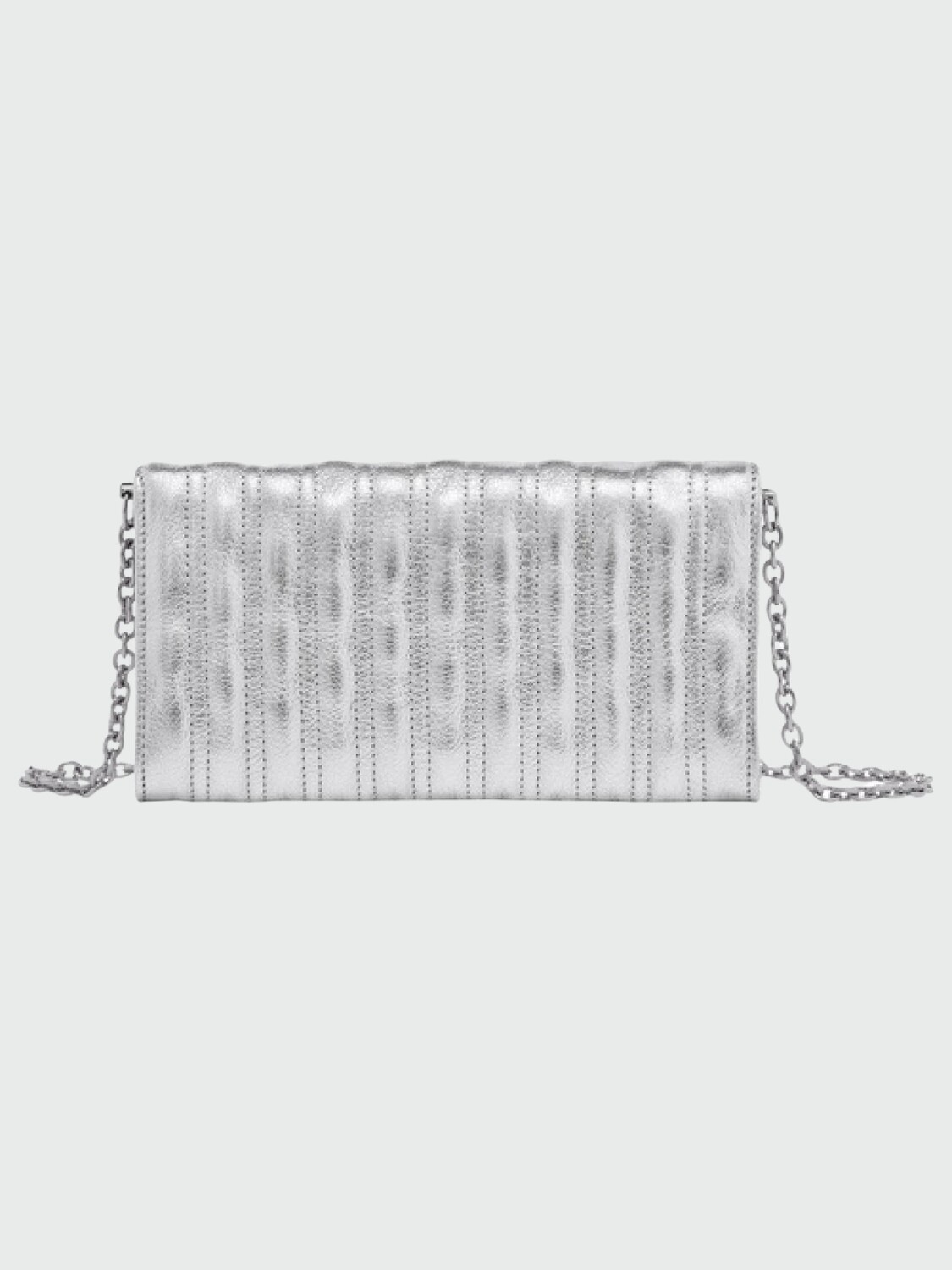 Longchamp -Sobre de cuero con solapa, Brioche Plateado