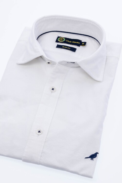 Camisa short collar Oxford Blanco
