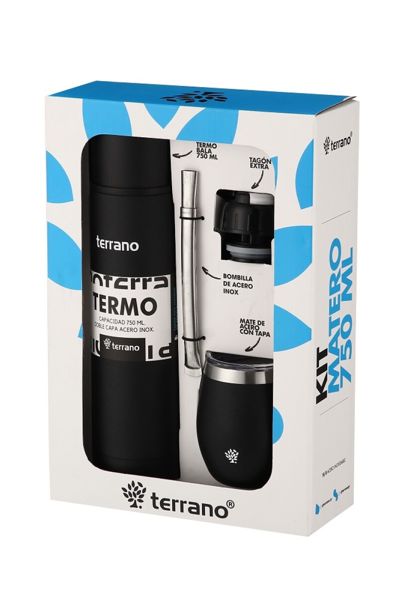 KIT MATERO BALA 750ML TERRANO NEGRO