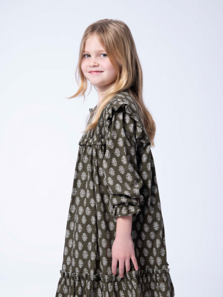 Vestido volados estampado Verde