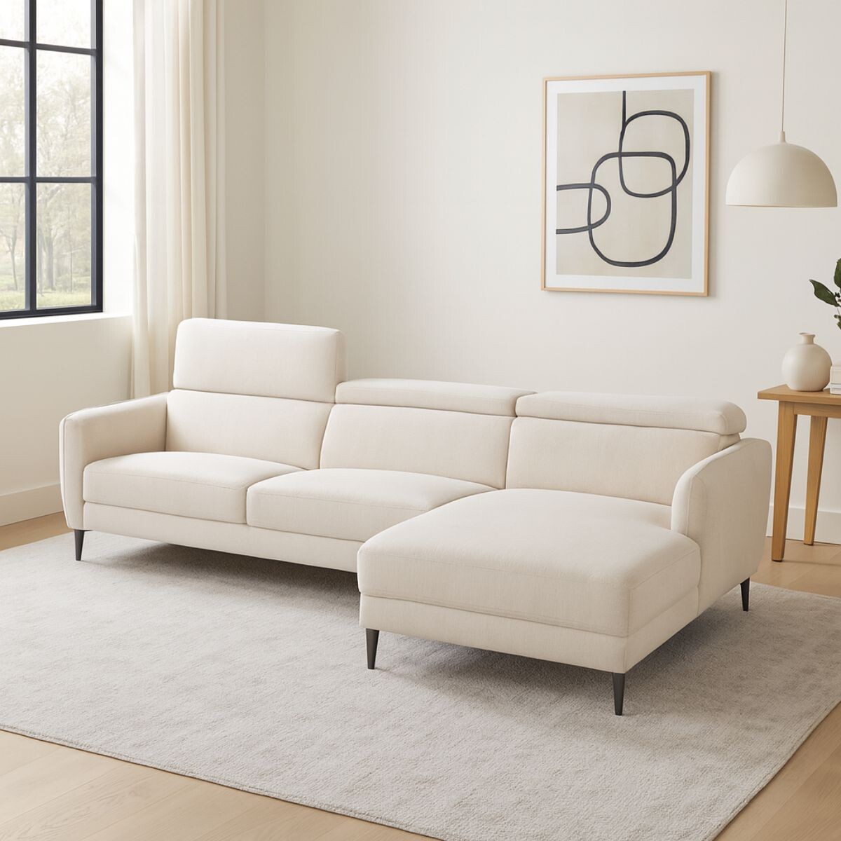 Sofá con chaise MOOVE BEIGE DERECHO 