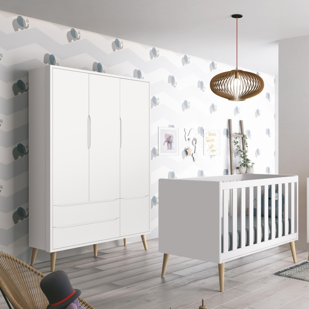 Ropero 3 puertas 2 cajones Infantil - Theo Blanco