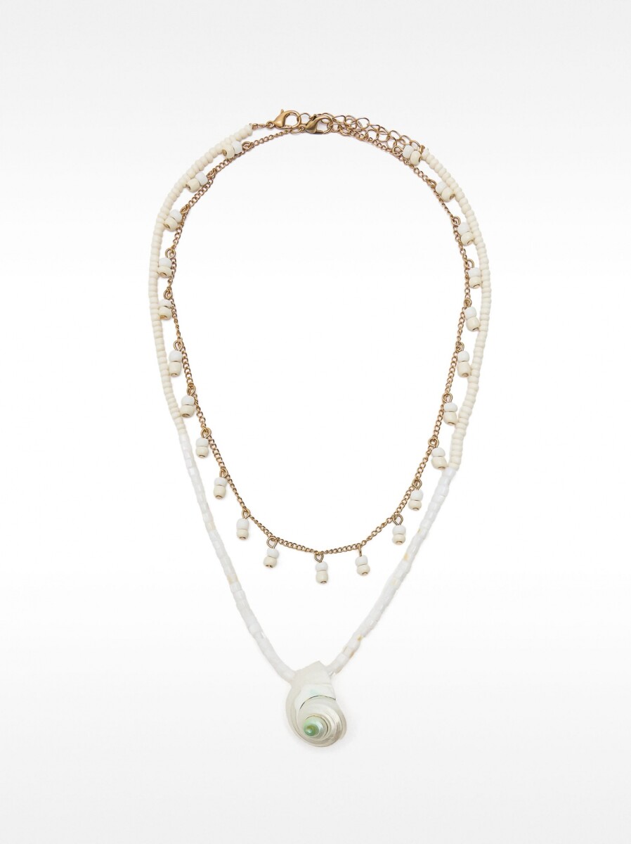 Set De Collares Con Conchas - blanco 