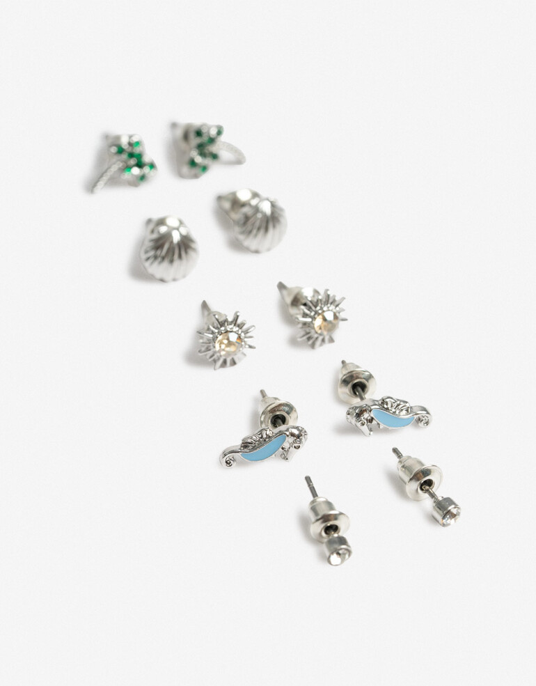 Aros Sets Metal Set De Aros Pasantes Playeros - Plateado Rodio