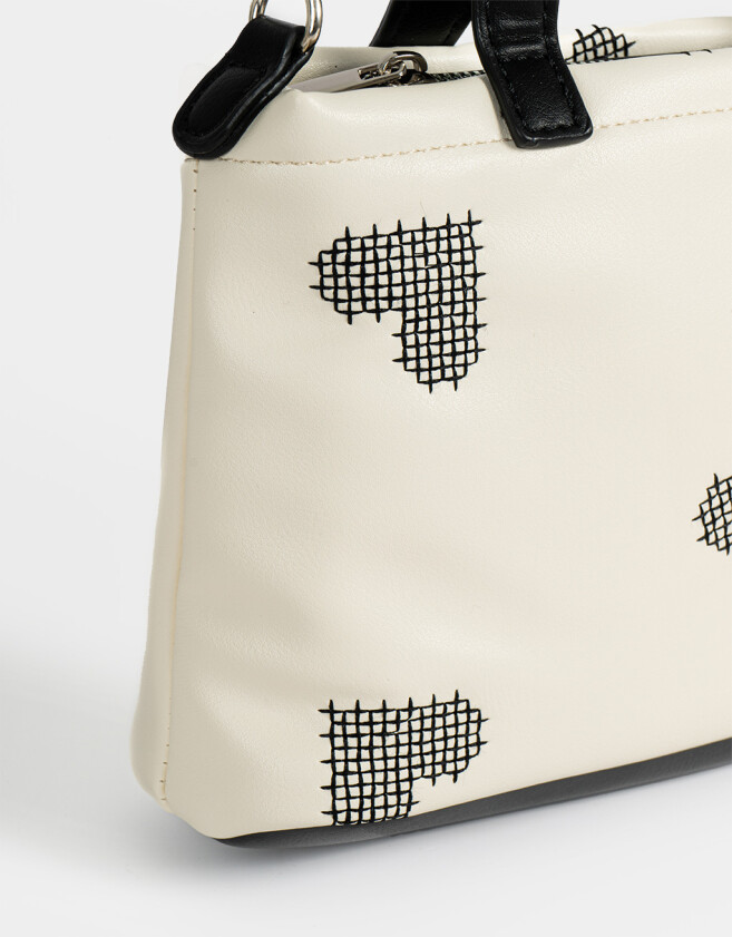 City Cartera City Corazones - Blanco Crudo