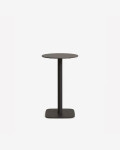 Mesa redonda alta de exterior Dina negro con pie de metal acabado pintado negro Mesa redonda alta de exterior Dina negro con pie de metal acabado pintado negro