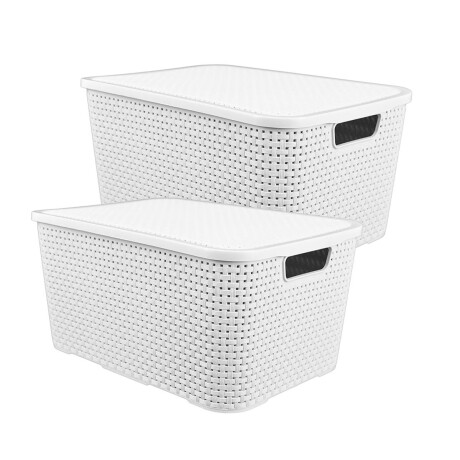 Set x2 Caja rattan 20 lts BLANCO