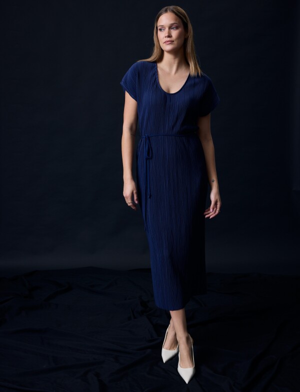 Vestido Midi Plisado AZUL