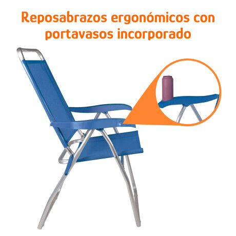 Silla Alta Reposera Plegable 4Posiciones Aluminio Mor Boreal Celeste