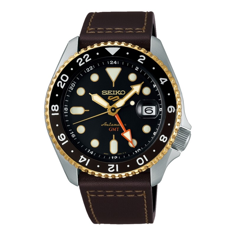Reloj automático Seiko 5 Sports GMT SSK036K1 para hombre con correa de cuero Reloj Automático Seiko 5 Sports Gmt Ssk036k1 Para Hombre Con Correa De Cuero