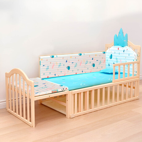 Cuna Bebé Multifunción 5 En 1 Madera Con Rueditas Celeste