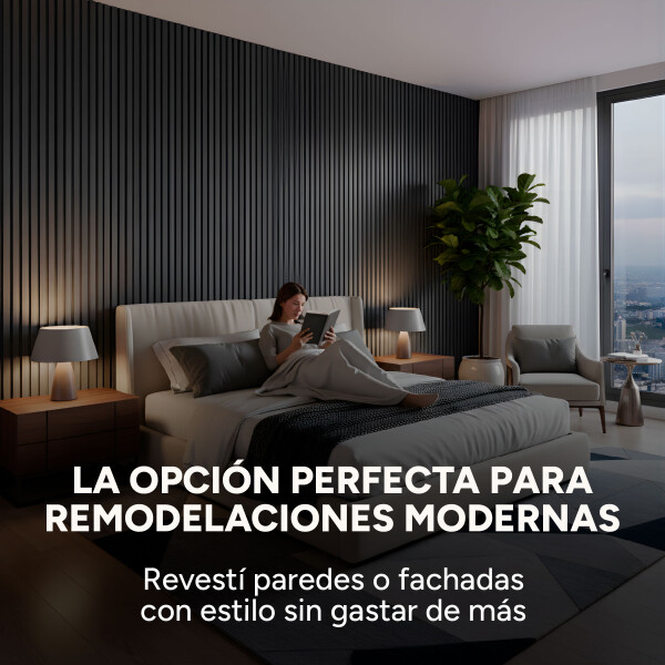 Pack x30 Wpc Simil Madera Wall Panel Lambrin 2.90x16.7 Color Madera Gris Oscuro