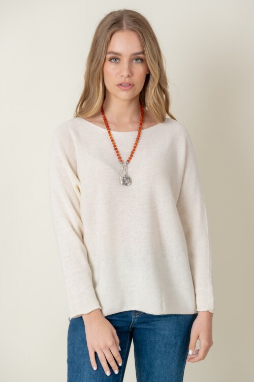 Sweater lana liso Panna