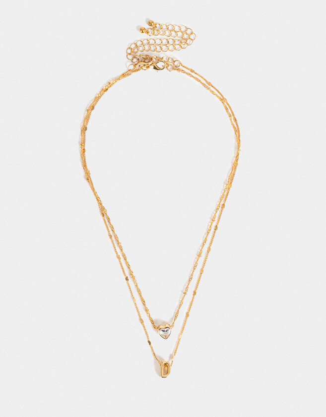 Collares Cortos Con cubic zirconia Collar Corto Cubic Inicial "d" - Dorado