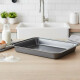 Asadera honda antiadherente rectangular 42,5x29x5 cm GRIS