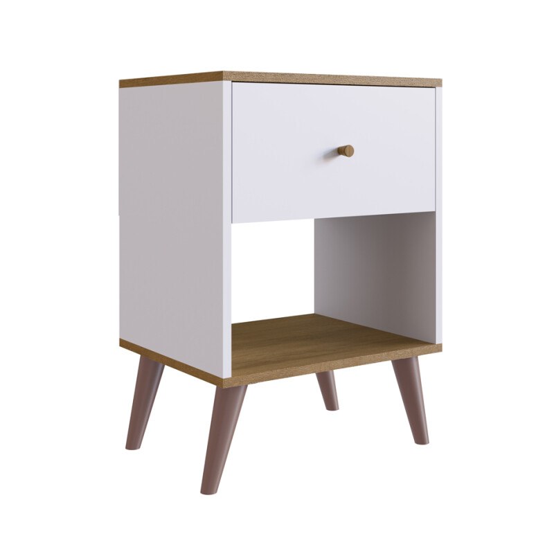Mesa de luz Nordica - 1 cajón - Blanca y Miel Mesa de luz Nordica - 1 cajón - Blanca y Miel