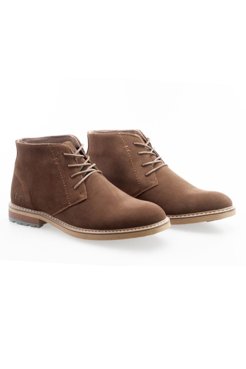 BOTA GAMUZA CON CORDONES - Marron 